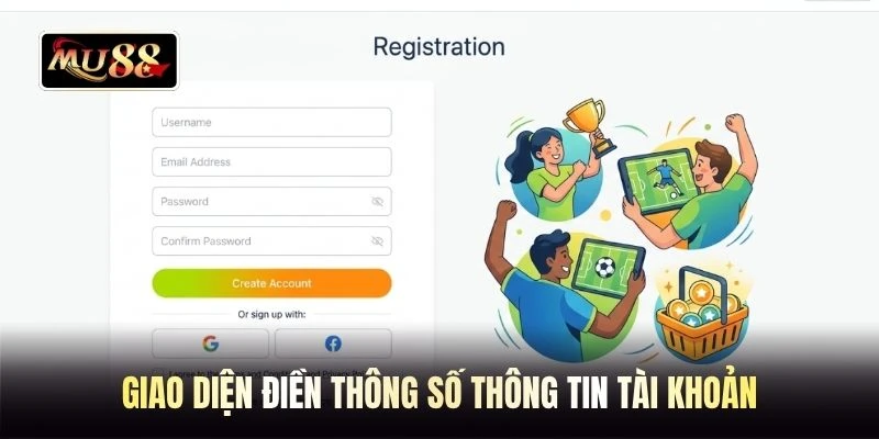 Giao diện điền thông số thông tin tài khoản
